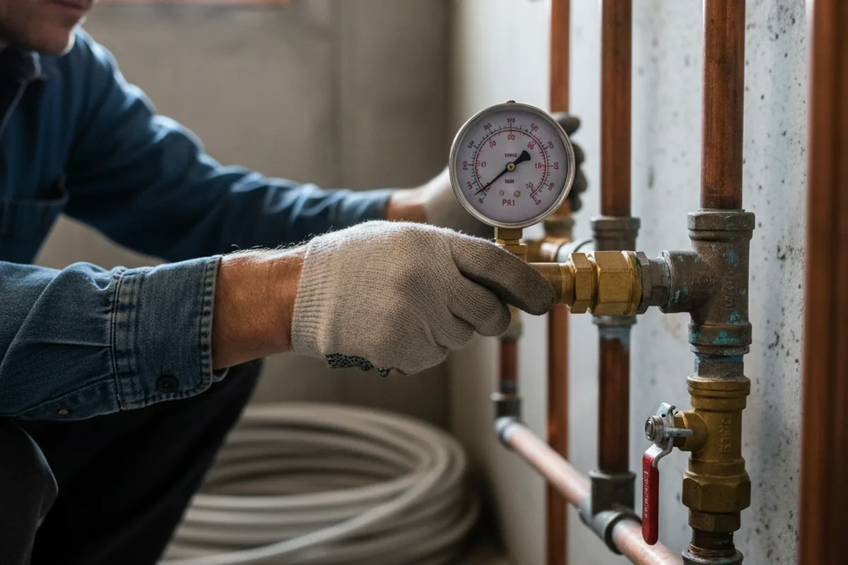 Pressure testing a repaired line during Water Line Repair in Defuniak Springs